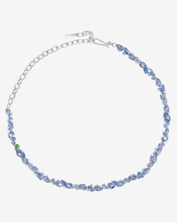 Completedworks - Women's Emerald Zirconia and Synthetic Blue Spinel Recycled Silver Necklace - (Silver)