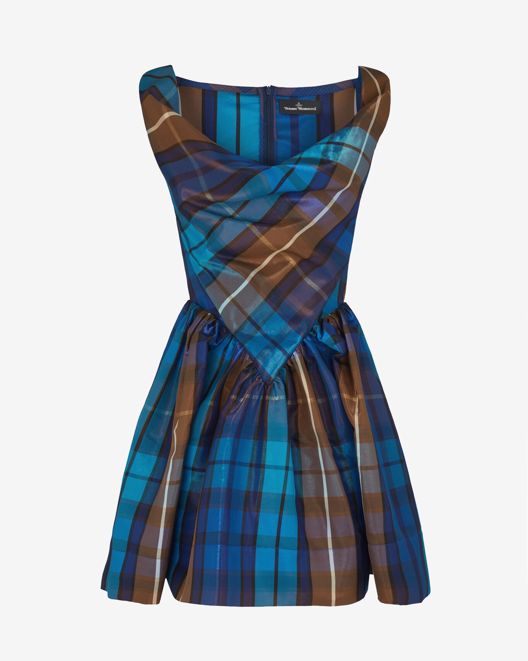 Vivienne Westwood - Women's Mini Sunday Dress - (Shiny Blue) view 1, Click to Zoom in