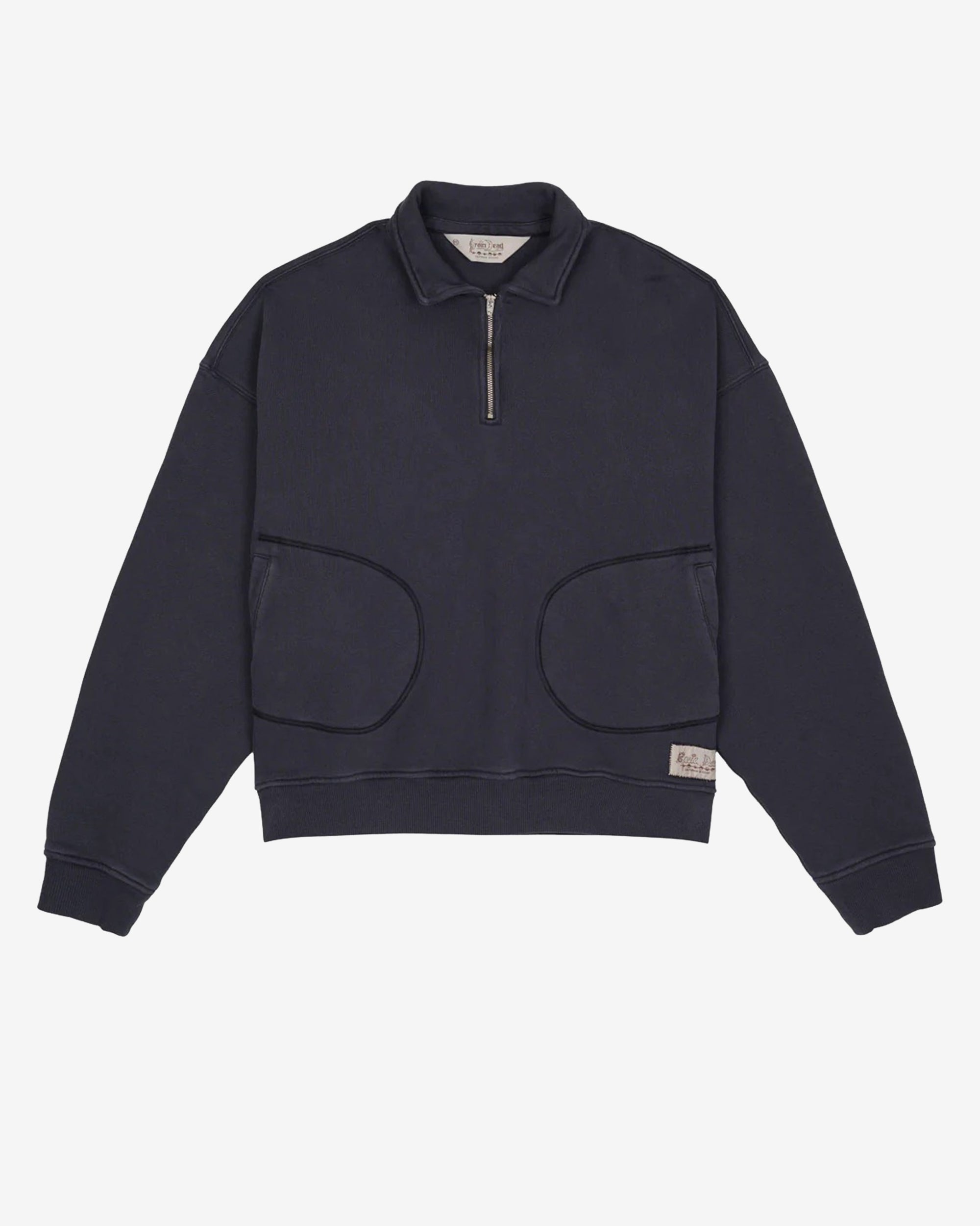Brain Dead - Men's Half Zip Collared Sweatshirt - (Black) view 1, Click to Zoom in