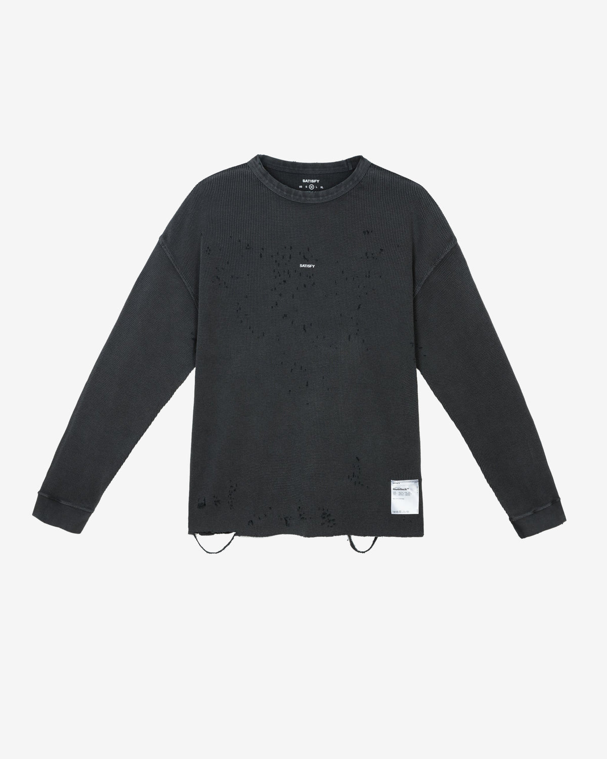 Satisfy - Men's Mothtech Waffle Long Tee - (Aged Black) view 1, Click to Zoom in