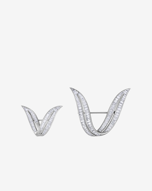Mindi Mond - Women's Twin Platinum Baguette Brooches - (White Gold)