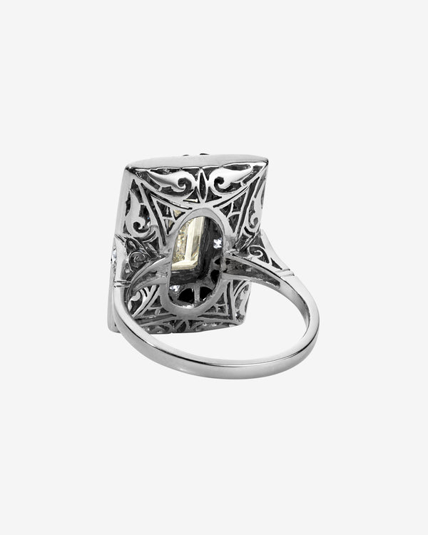 Mindi Mond - Women's Onyx Deco Diamond Ring - (Platinum)