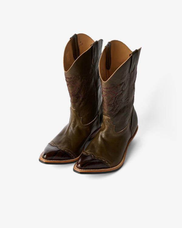 Our Legacy - Women's Floral Consultant Boot - (True Dye Olive Leather)