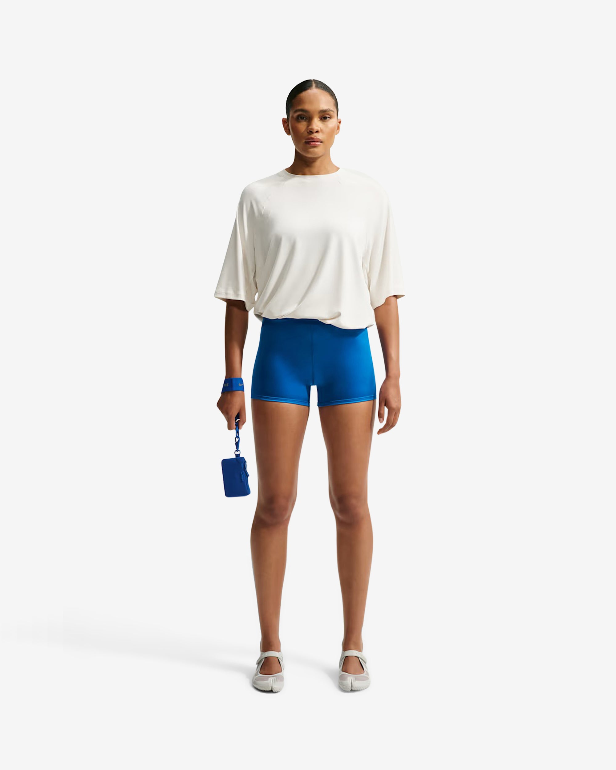 NikeSKIMS - Women's Mid-Rise 2" Satin Shine Boyshorts with Drawcord - (Cobalt) view 2, Click to Zoom in