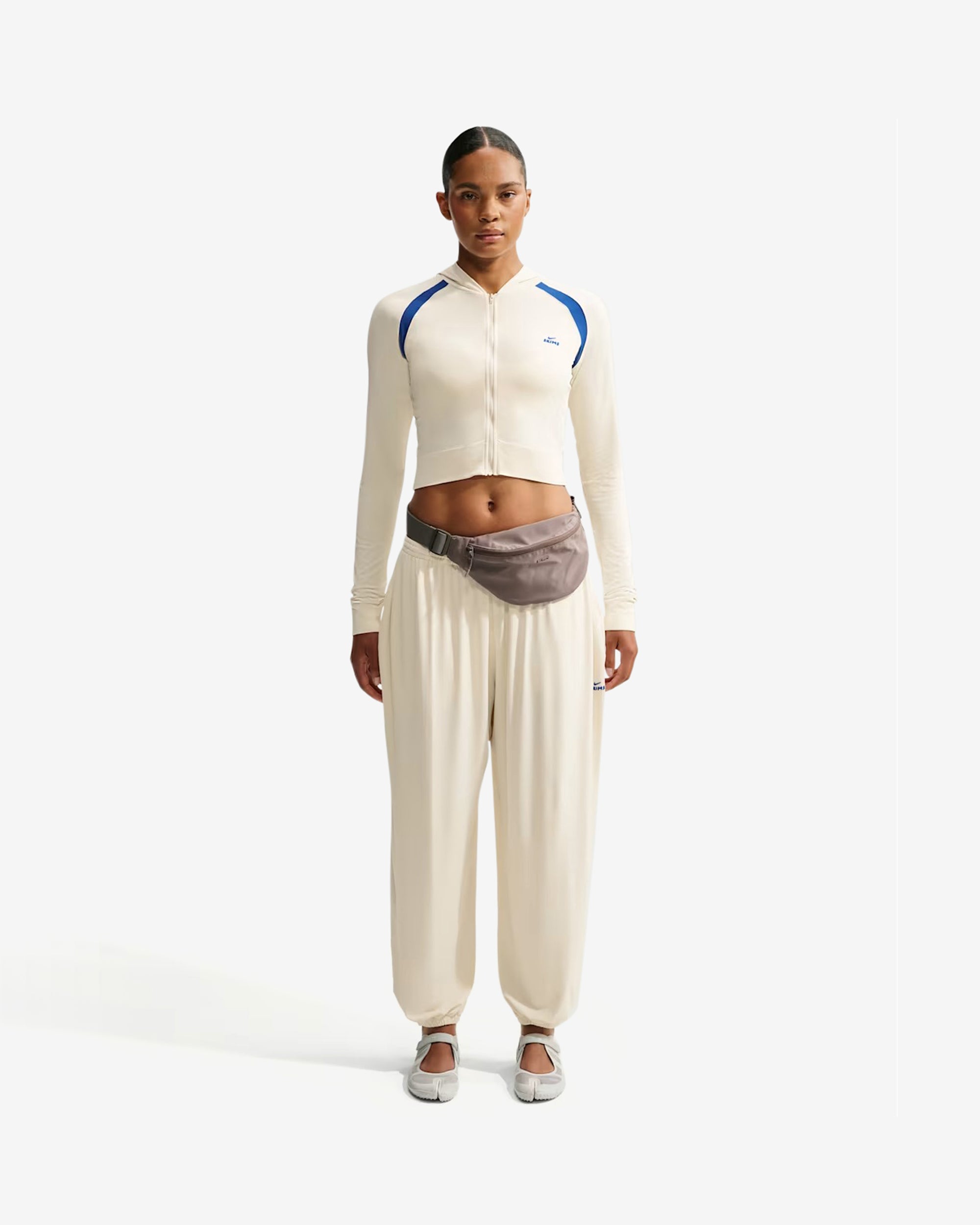 NikeSKIMS - Women's Stretch Knit Pants - (Ivory/Cobalt) view 2, Click to Zoom in