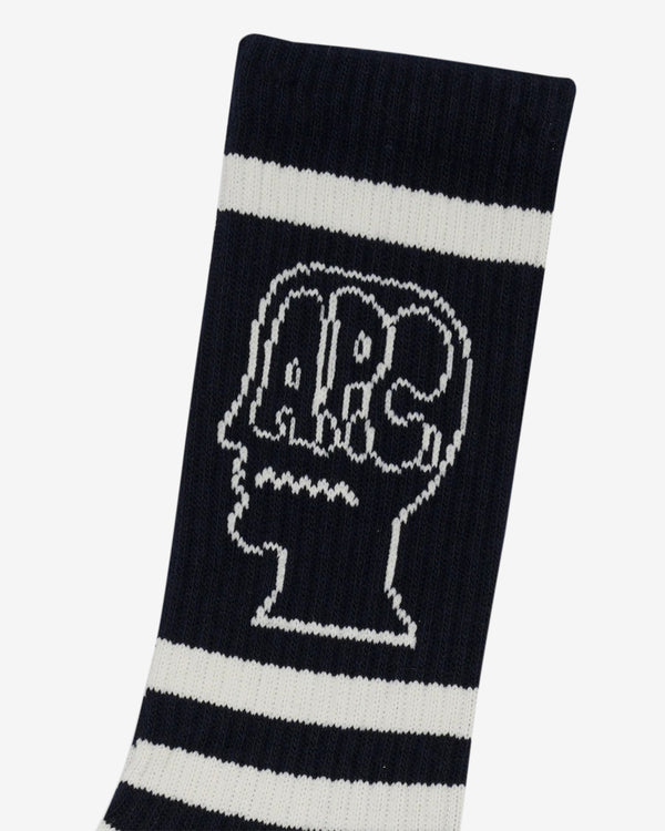 Brain Dead - Men's A.P.C. Striped Socks - (Navy)