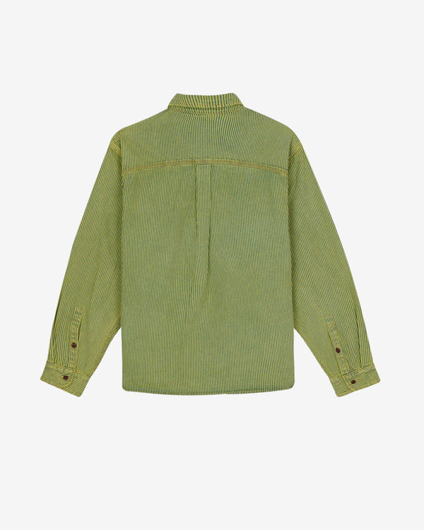 Brain Dead - Men's Hickory Stripe Half Zip Work Shirt - (Green)