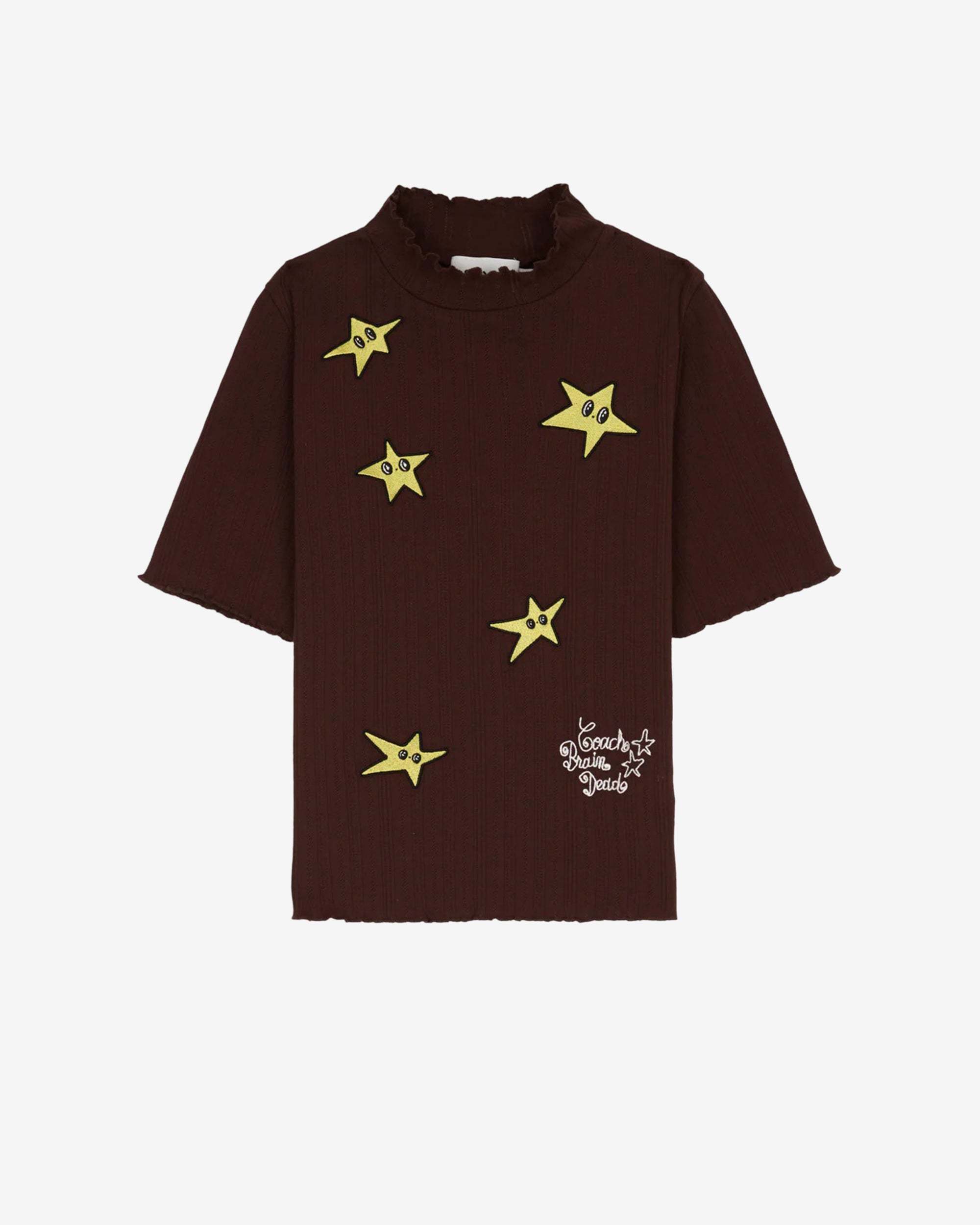 Brain Dead - Women's Coach Pointelle Mockneck Top - (Brown) view 1, Click to Zoom in
