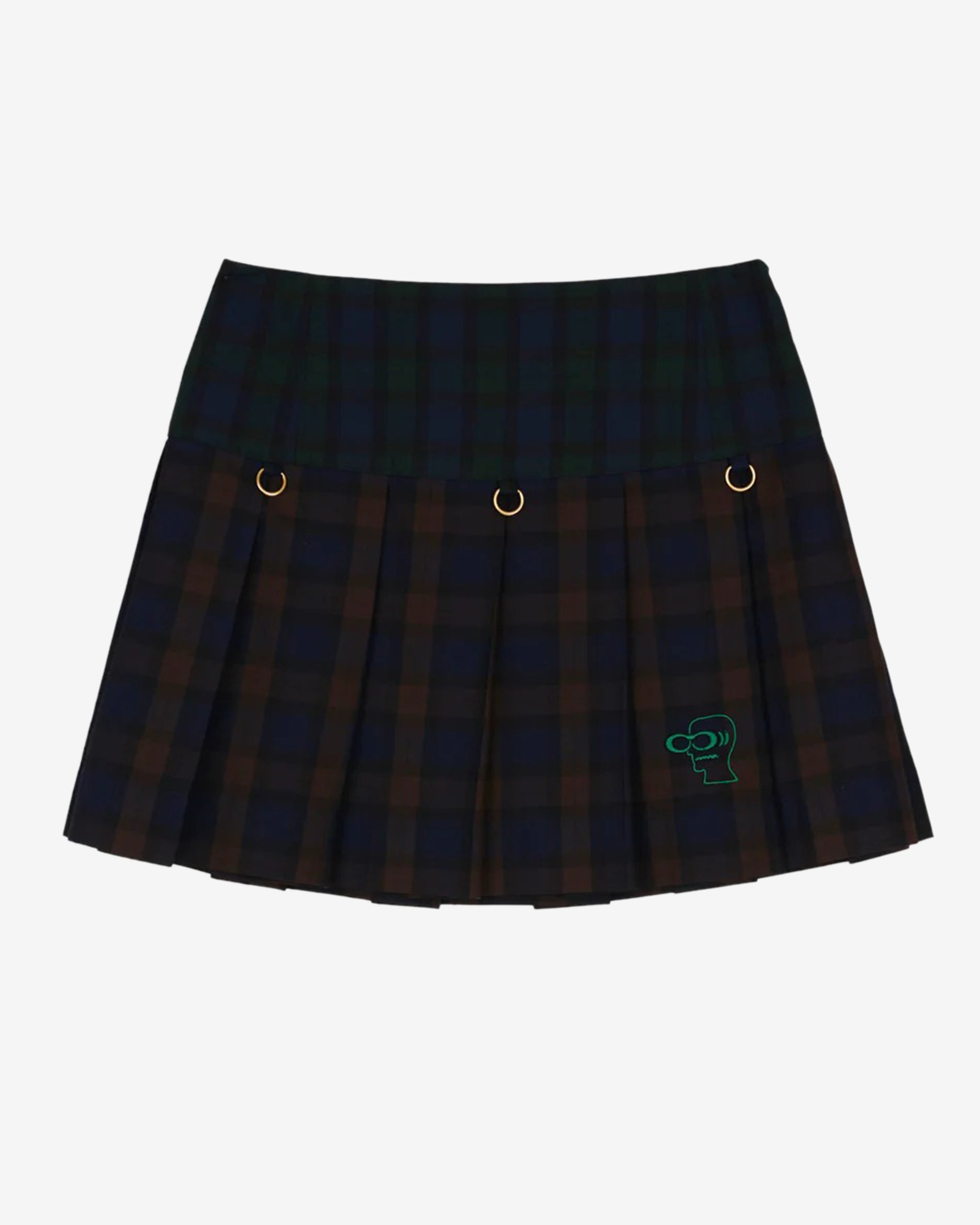 Brain Dead - Women's Coach Mini Plaid Pleated Skirt - (Dark Brown) view 1, Click to Zoom in