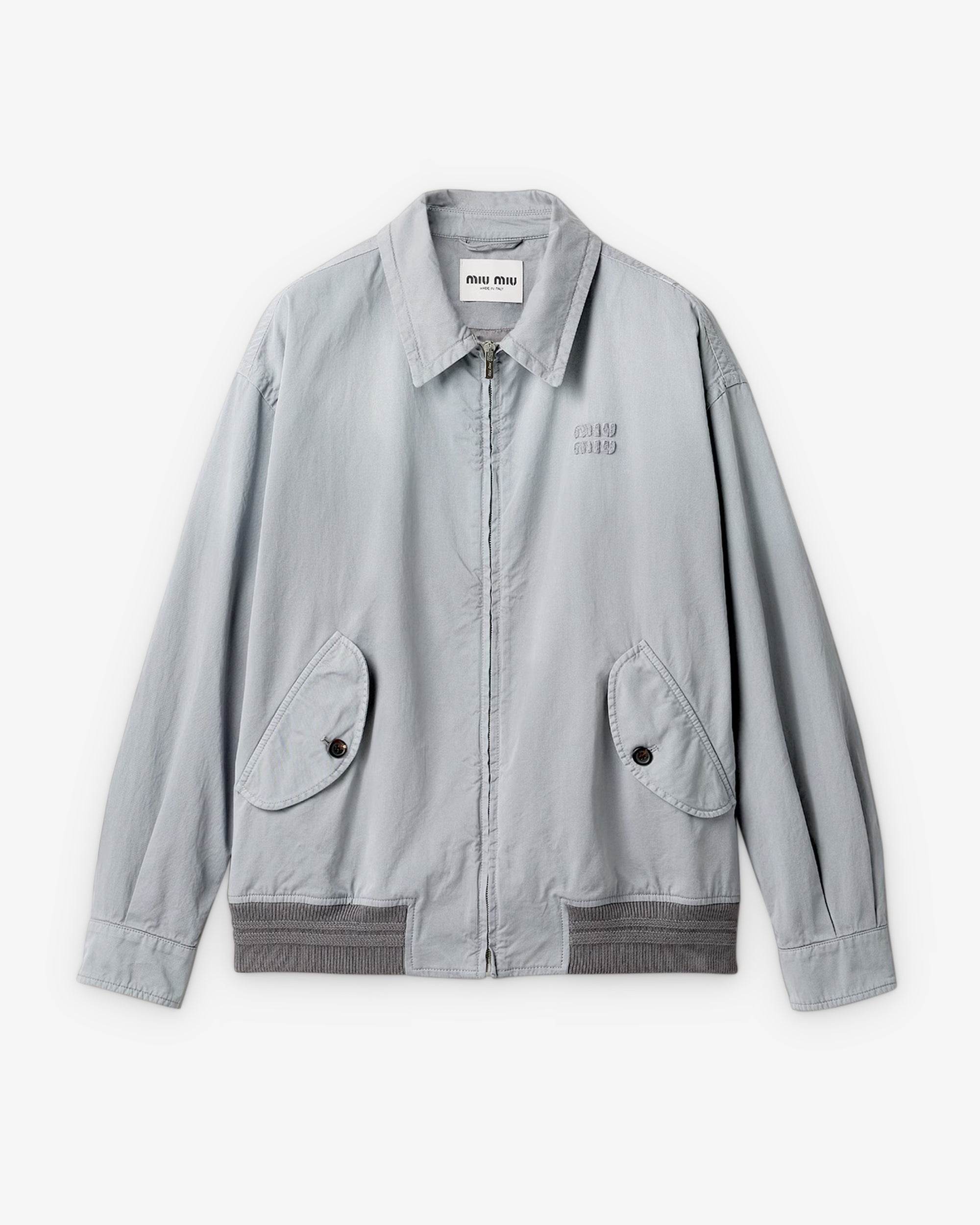 Miu Miu - Men's Old Twill Blouson Jacket - (Steel Gray) view 1, Click to Zoom in