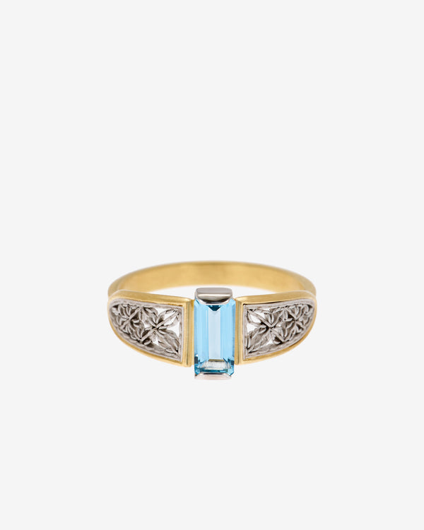 Nikolle Radi - Women's Aqua Ring - (Yellow Gold/Platinum)
