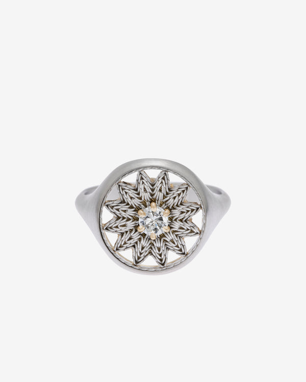 Nikolle Radi - Women's Flower Seal Ring - (Yellow Gold/Platinum)