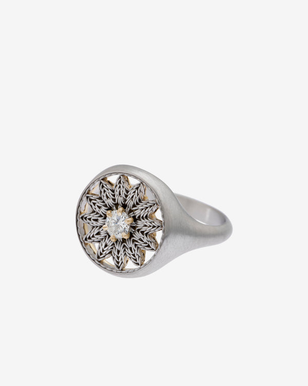 Nikolle Radi - Women's Flower Seal Ring - (Yellow Gold/Platinum)