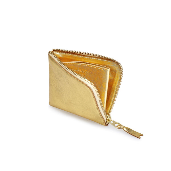 CDG Wallet - Leather Zip Around Wallet - (Gold SA3100G)