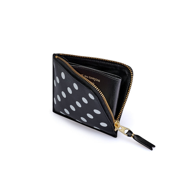 CDG Wallet - Polka Dot Printed Zip Around Wallet - (Black SA3100PD)