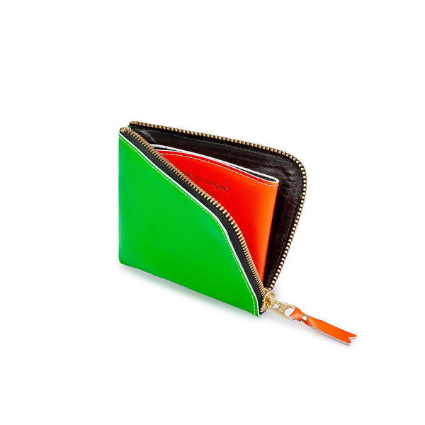CDG Wallet - Super Fluo Zip Around Wallet - (Green/Orange SA3100SF)