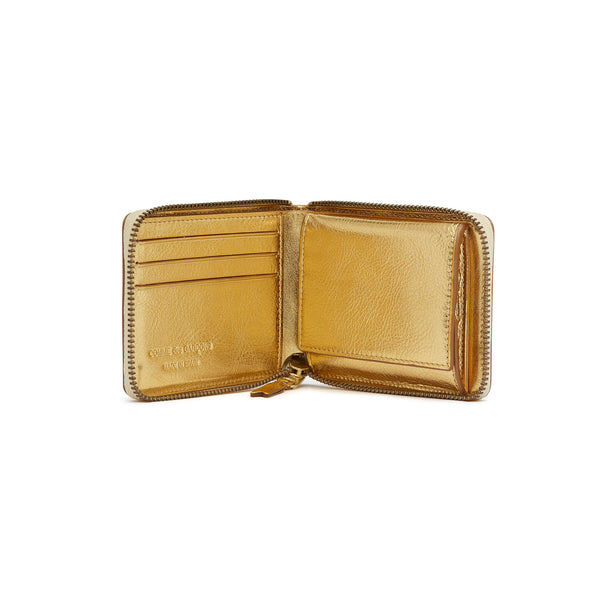 CDG Wallet - Leather Full Zip Around Wallet - (Gold SA7100G)