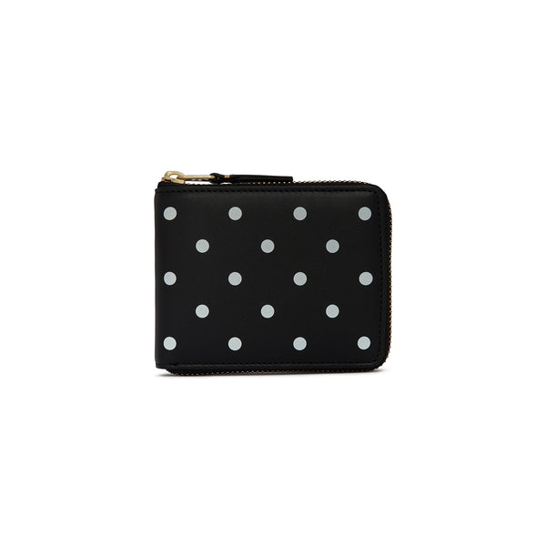 CDG Wallet - Polka Dot Printed Full Zip Around Wallet - (Black SA7100PD)