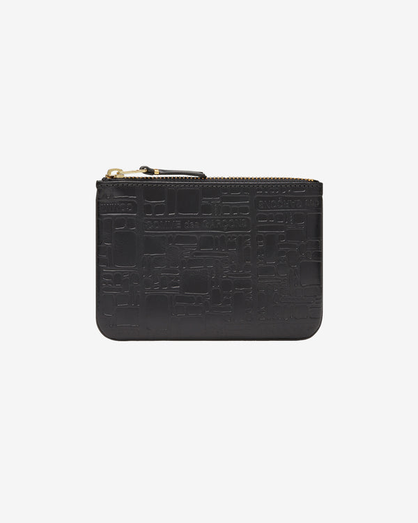 CDG Wallet - Embossed Logo Zip Pouch - (Black SA8100EL)
