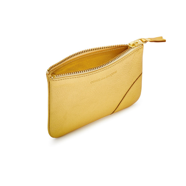 CDG Wallet - Leather Zip Pouch - (Gold SA8100G)