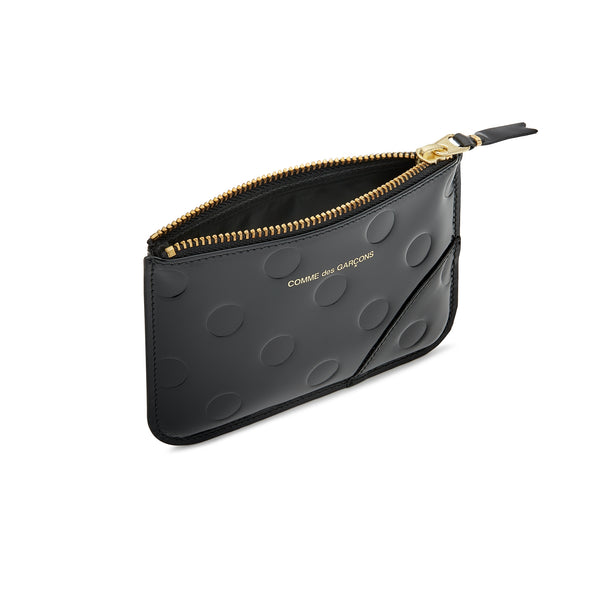 CDG Wallet - Leather Embossed Polka Dot Pouch - (Black SA8100NE)