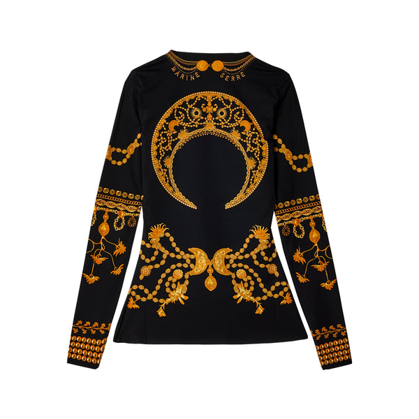 Marine Serre - Women's Ornament Moon Top - (Black/Dark Orange)