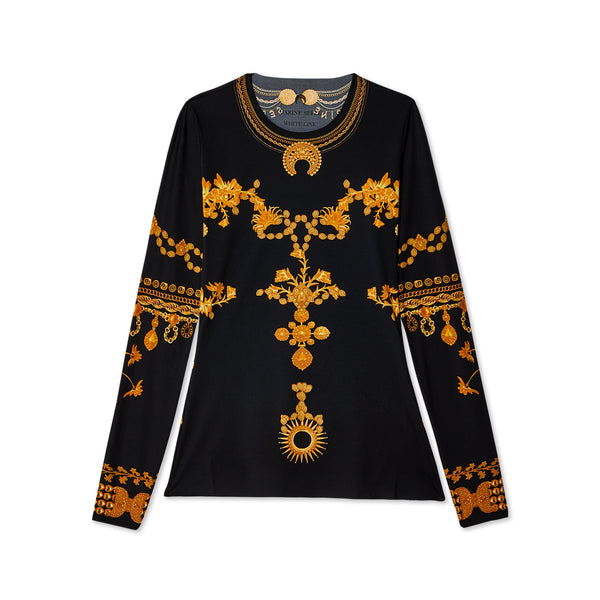 Marine Serre - Women's Ornament Moon Top - (Black/Dark Orange)