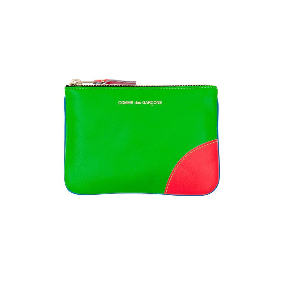 CDG Wallet - Super Fluo Zip Pouch - (Blue/Green SA8100SF) view 1, Click to Zoom in