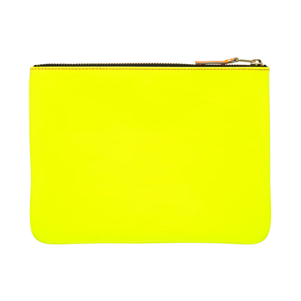 CDG Wallet - Super Fluo Large Zip Pouch - (Pink/Yellow SA5100SF)