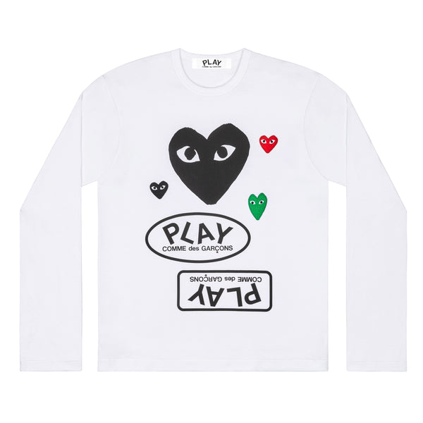 Play - Black Heart Graphic Long Sleeve T-Shirt - (White)
