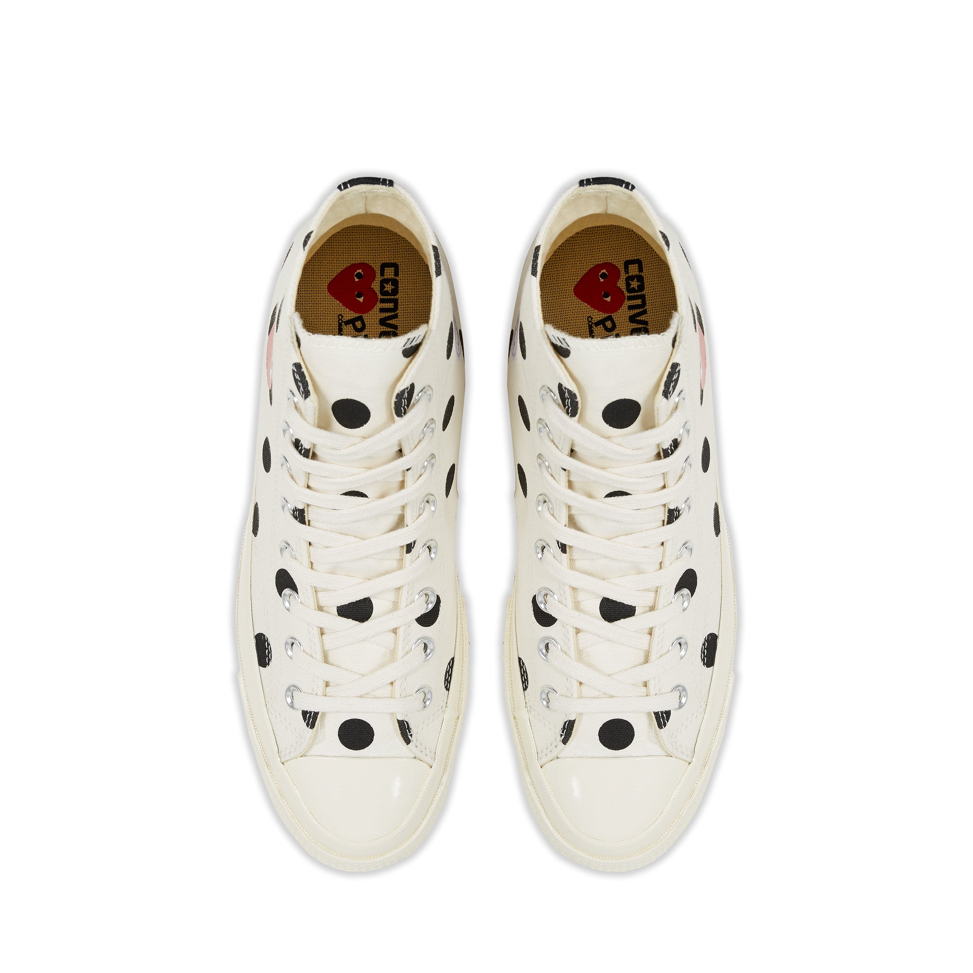Play Converse - Polka Dot Red Heart Chuck Taylor All Star ’70 High Sneakers - (White) view 2, Click to Zoom in