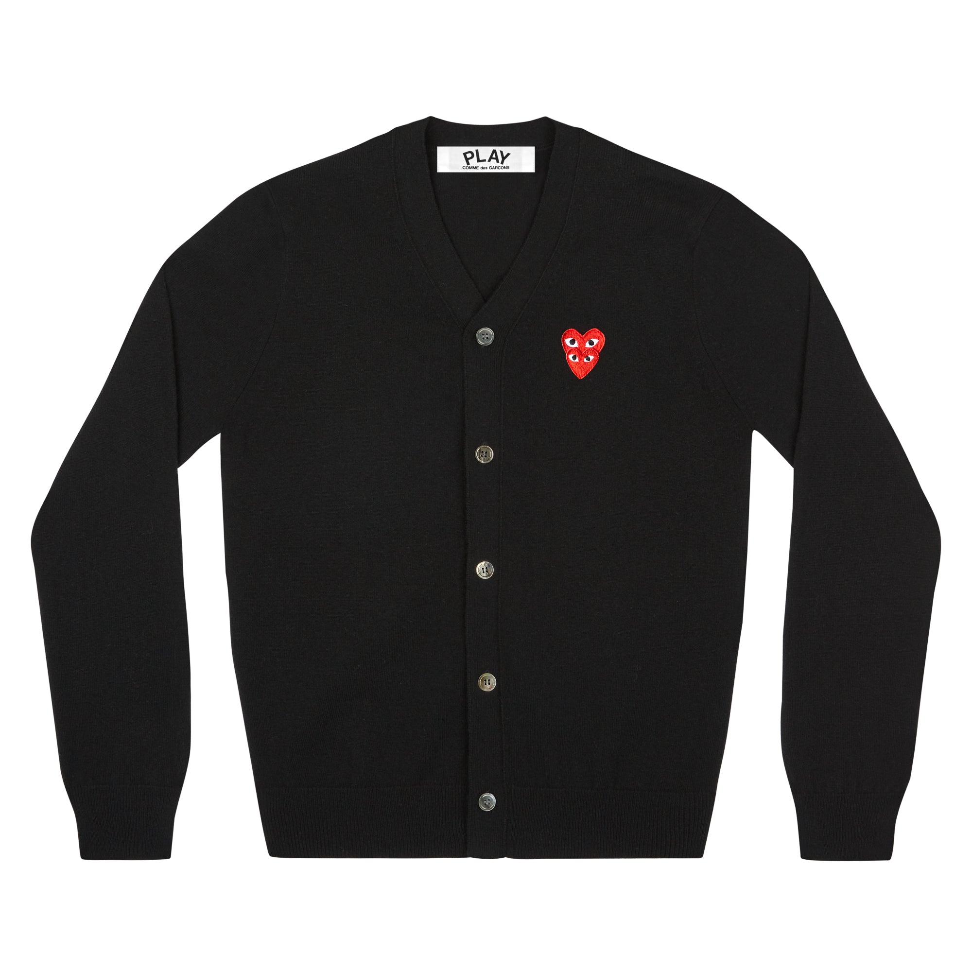 Play - Men's Stacked Heart Cardigan - (Black) view 1, Click to Zoom in