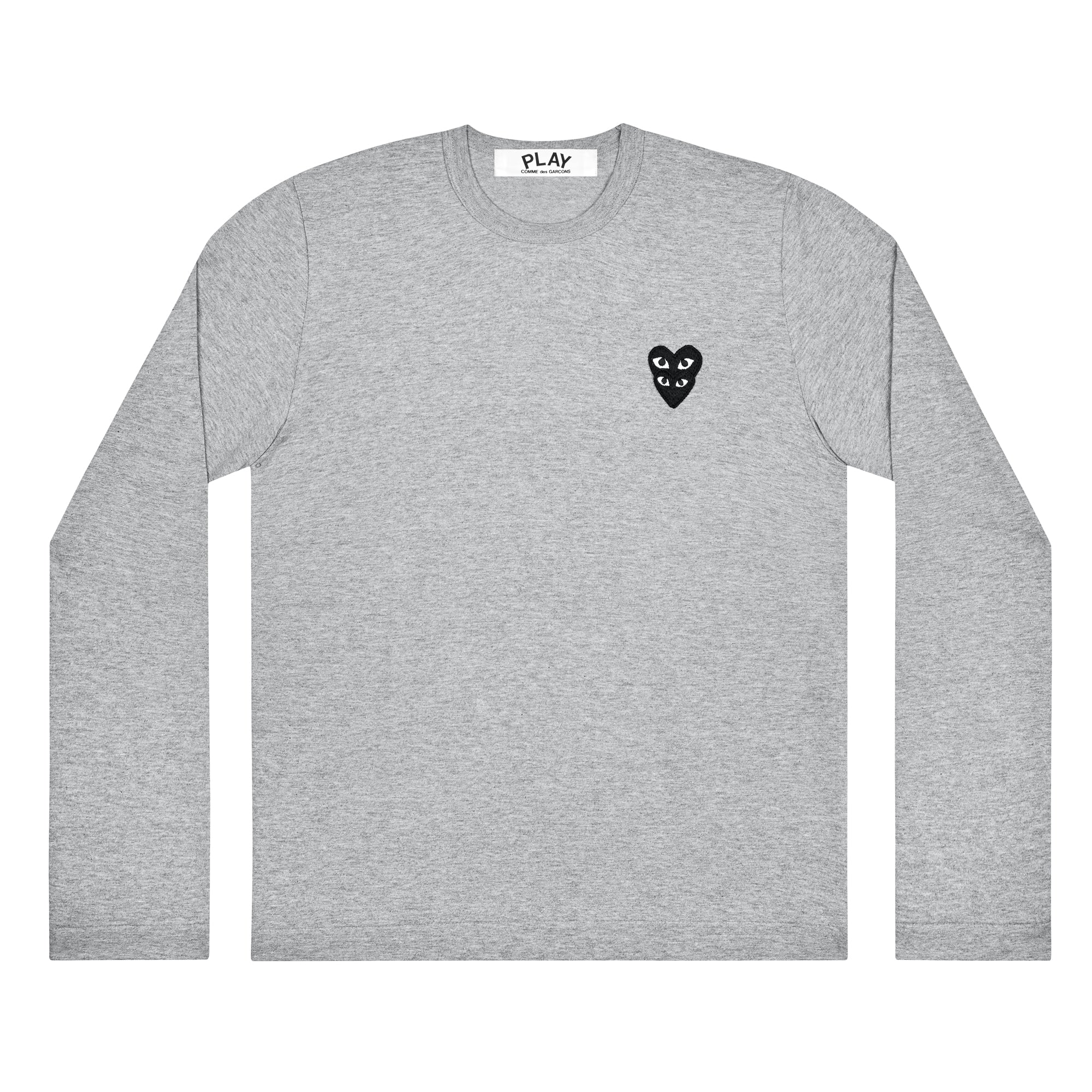 Play - Stacked Black Heart Long Sleeve T-Shirt - (Grey) view 1, Click to Zoom in