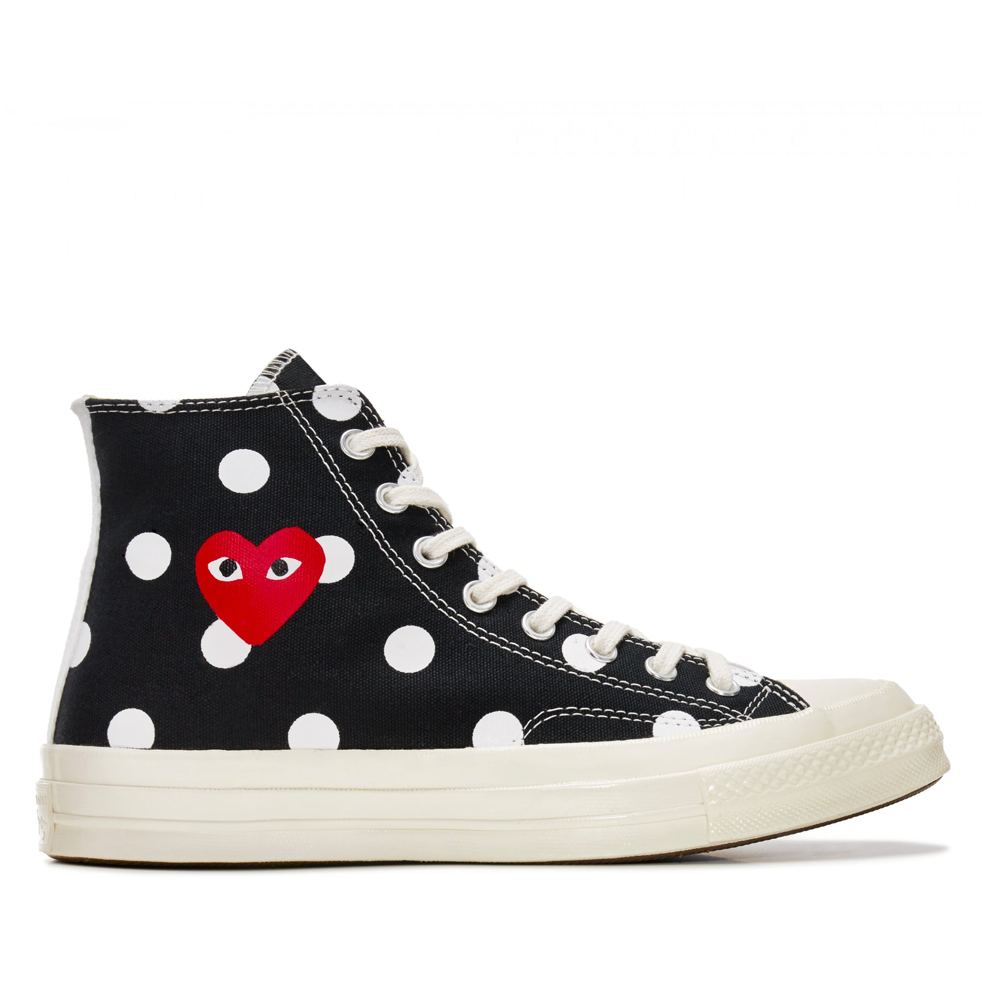Play Converse - Polka Dot Red Heart Chuck Taylor All Star ’70 High Sneakers - (Black) view 1, Click to Zoom in