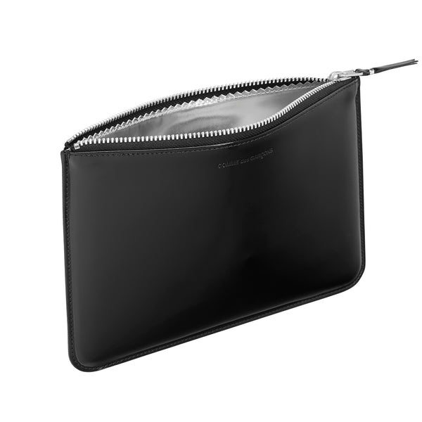 CDG Wallet - Mirror Inside Large Zip Pouch - (Black/Silver SA5100MI)