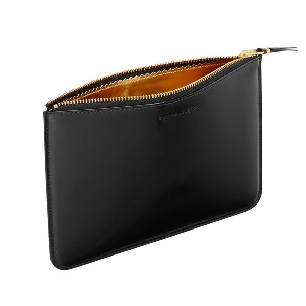 CDG Wallet - Mirror Inside Large Zip Pouch - (Black/Gold SA5100MI)