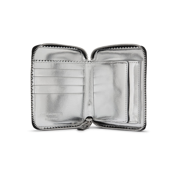 CDG Wallet - Mirror Inside Full Zip Around Wallet - (Black/Silver SA2100MI)