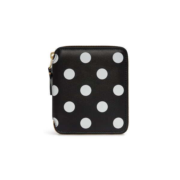 CDG Wallet - Polka Dot Printed Full Zip Around Wallet - (Black SA2100PD)