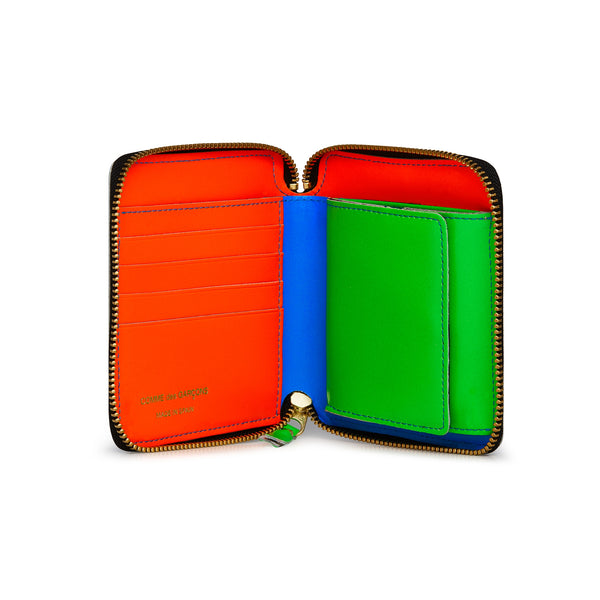 CDG Wallet - Super Fluo Full Zip Around Wallet - (Blue SA2100SF)