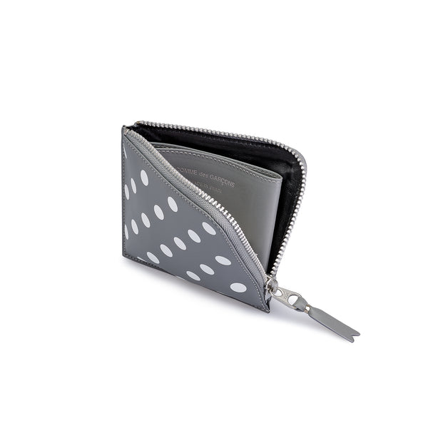 CDG Wallet - Polka Dot Printed Zip Around Wallet - (Grey SA3100PD)