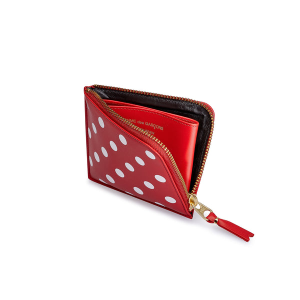 CDG Wallet - Polka Dot Printed Zip Around Wallet - (Red SA3100PD)