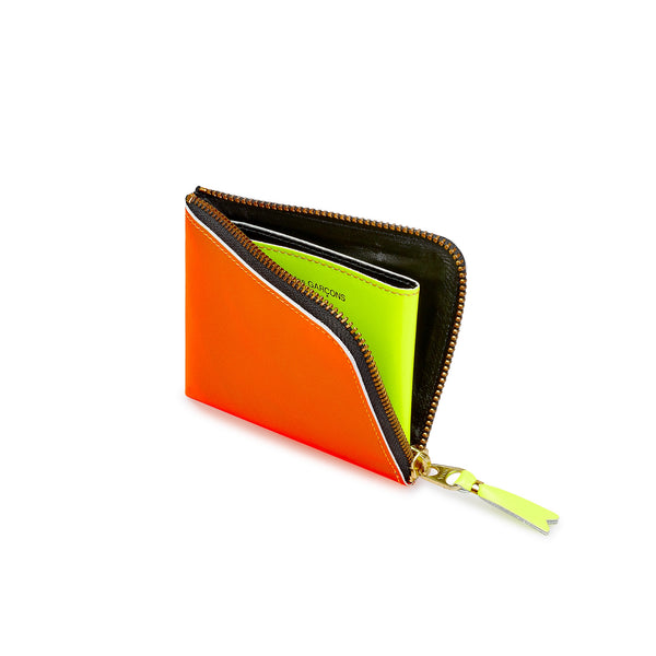 CDG Wallet - Super Fluo Zip Around Wallet - (Light Orange/Pink SA3100SF)
