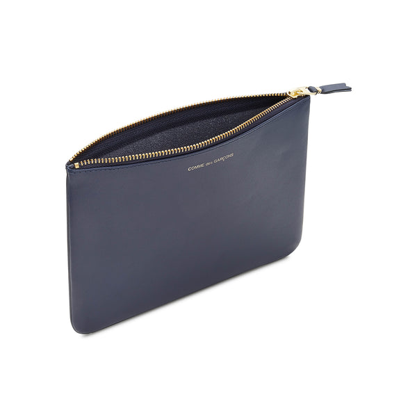 CDG Wallet - Classic Leather Zip Pouch - (Navy SA5100)