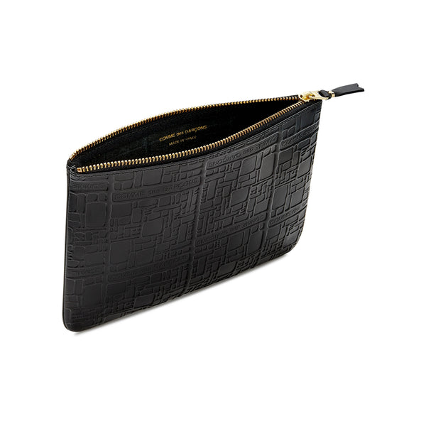 CDG Wallet - Embossed Logo Large Zip Pouch - (Black SA5100EL)