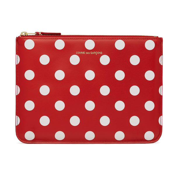 CDG Wallet - Polka Dot Printed Zip Pouch - (Red SA5100PD)