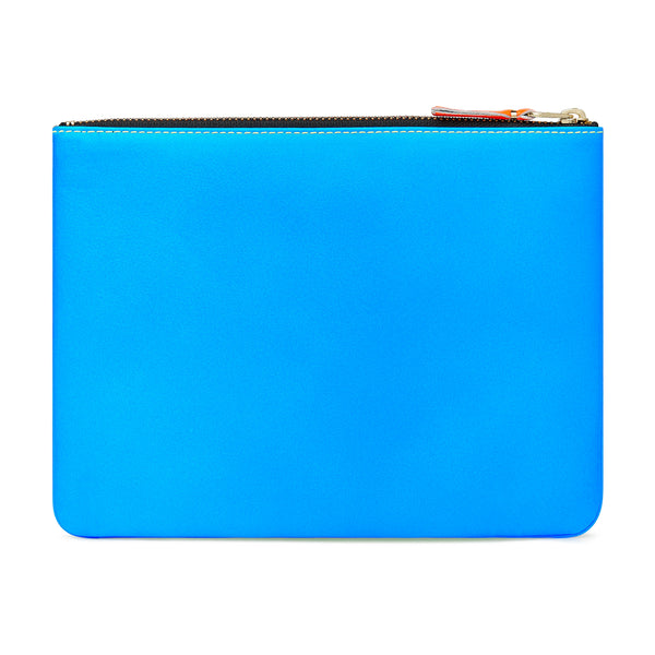 CDG Wallet - Super Fluo Large Zip Pouch - (Blue/Green SA5100SF)