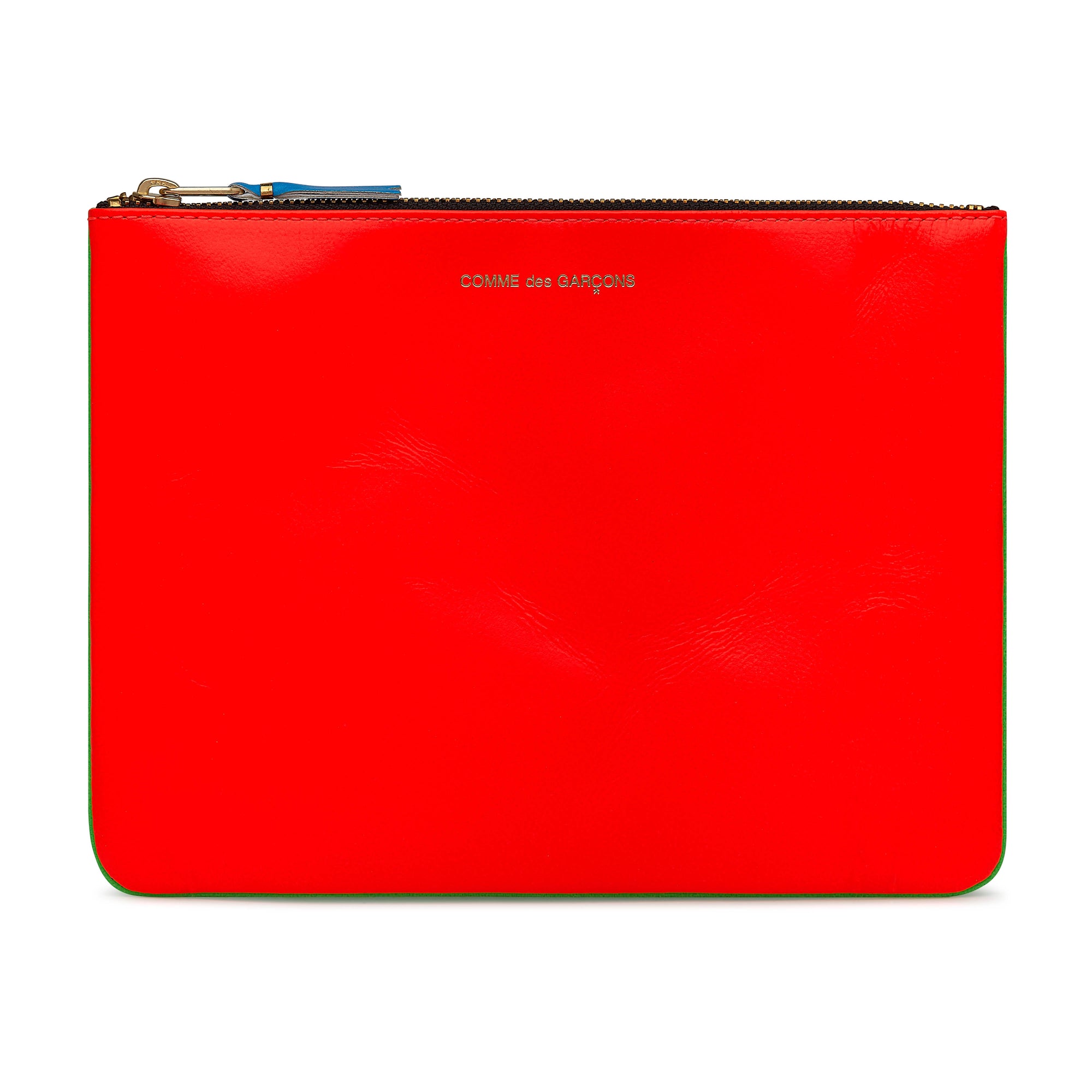 CDG Wallet - Super Fluo Large Zip Pouch - (Green/Orange SA5100SF) view 1, Click to Zoom in