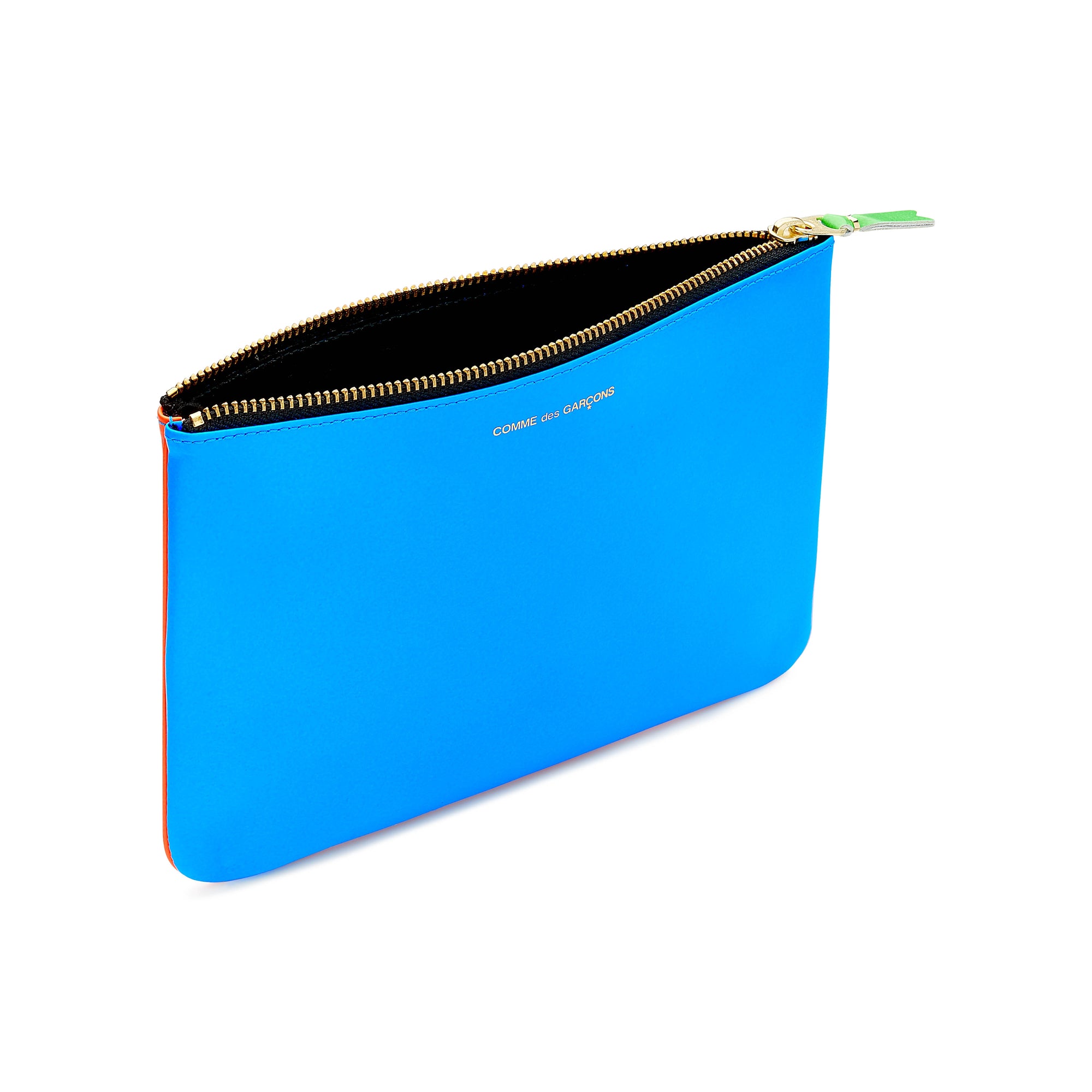 CDG Wallet - Super Fluo Large Zip Pouch - (Orange/Blue SA5100SF) view 2, Click to Zoom in