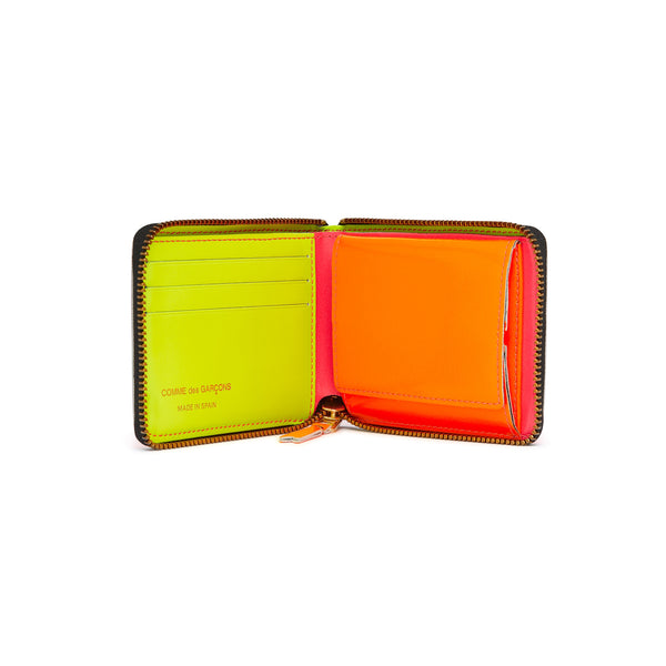 CDG Wallet - Super Fluo Full Zip Around Wallet - (Pink/Yellow SA7100SF)