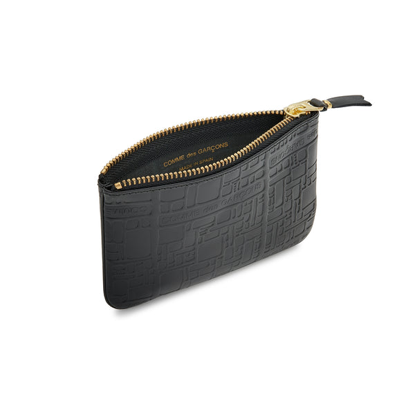 CDG Wallet - Embossed Logo Zip Pouch - (Black SA8100EL)